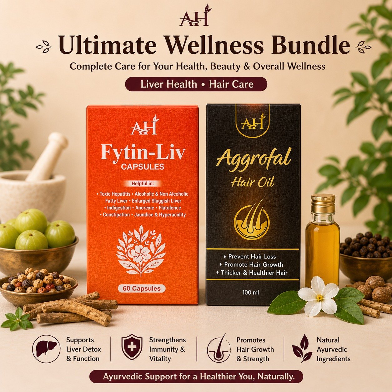 Ultimate Wellness Bundle: Fytin-Liv & Aggrofal Hair Oil