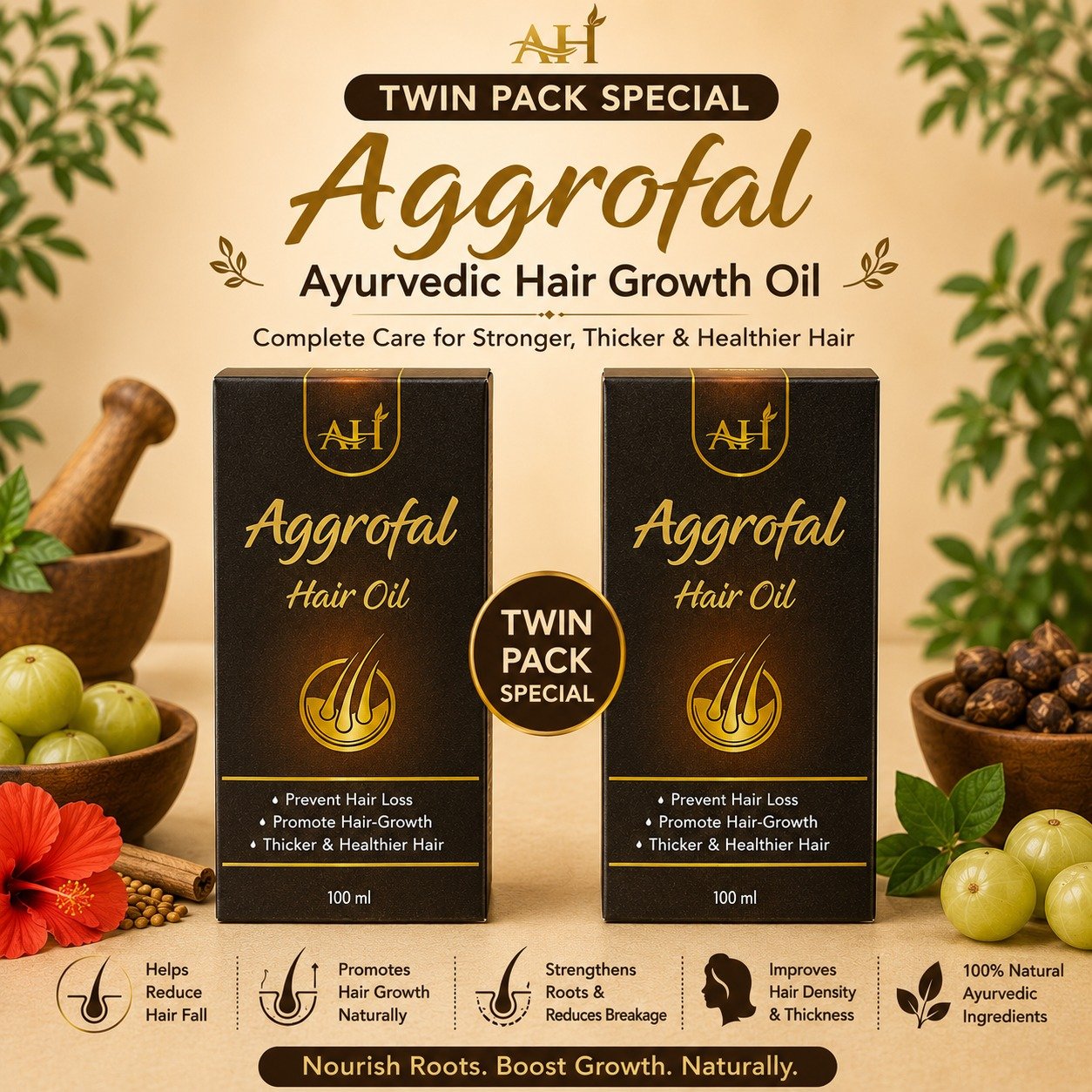 Twin Pack Special: Aggrofal Ayurvedic Hair Growth Oil