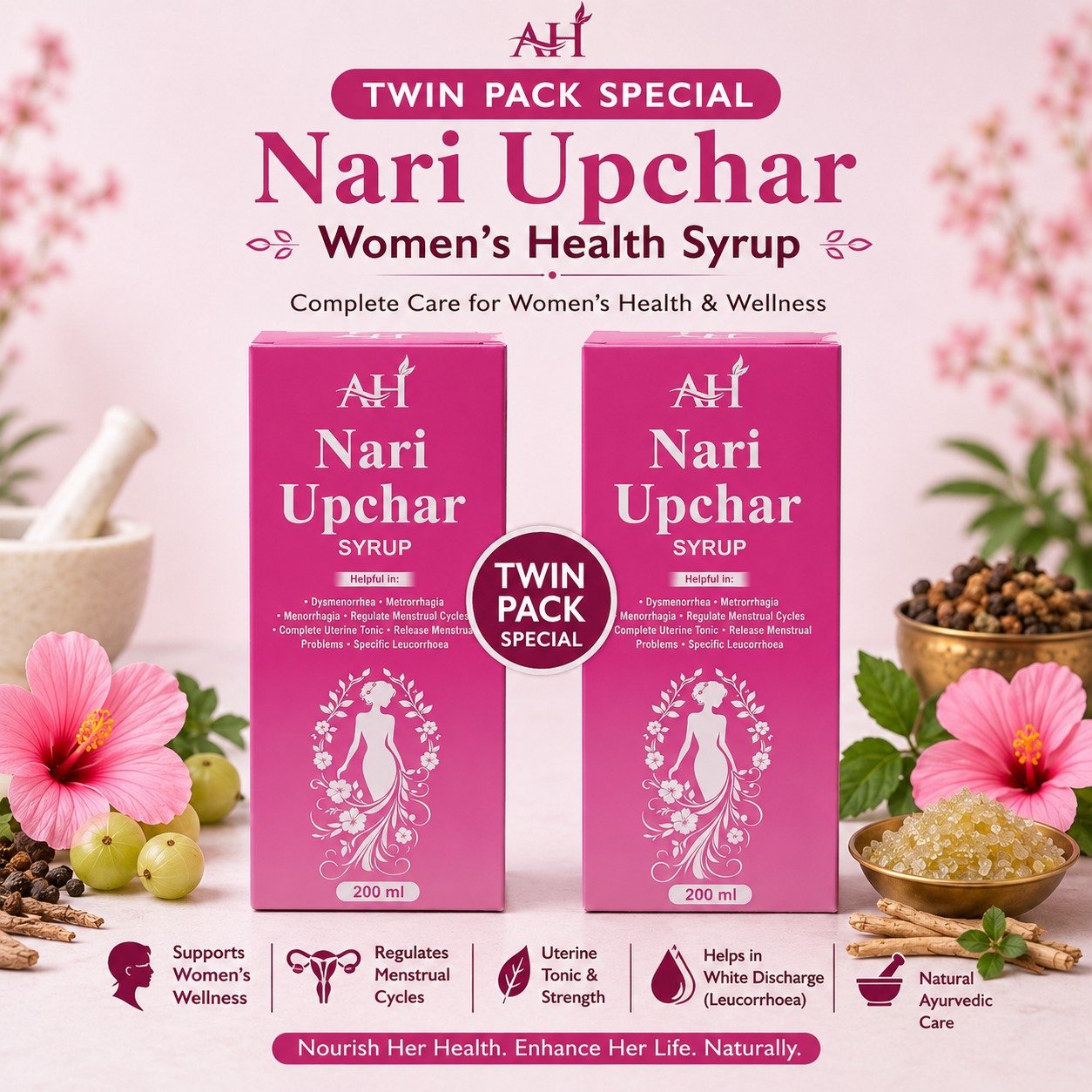 Twin Pack Special: Nari Upchar Women's Health Syrup